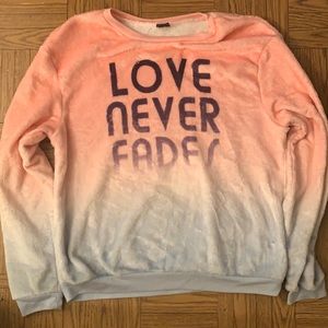 Long Sleeve Sweatshirt, Pink Fades into Light Blue